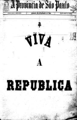 "Viva a República" estampou a capa da edição de 16/11/1889