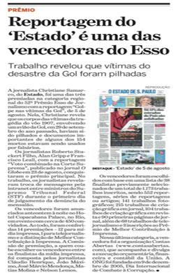 Reportagem do Estado é vencedora do Prêmio Esso, 6/12/2007 