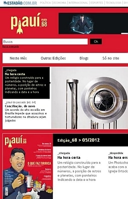 Site da revista Piauí passa a fazer parte do portal estadão.com.br, 6/8/2010