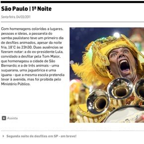 Os desfiles das escolas de samba de SP e do Rio