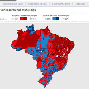 Mapa da votação para presidente nos municípios Mapa da votação para presidente nos municípios