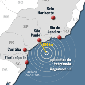 Tremor no litoral de SP atinge 5 Estados Tremor no litoral de SP atinge 5 Estados
