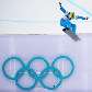 Isabel Clark durante sua apresentação no snowboard cross; brasileira na 19.ª posição em Vancouver