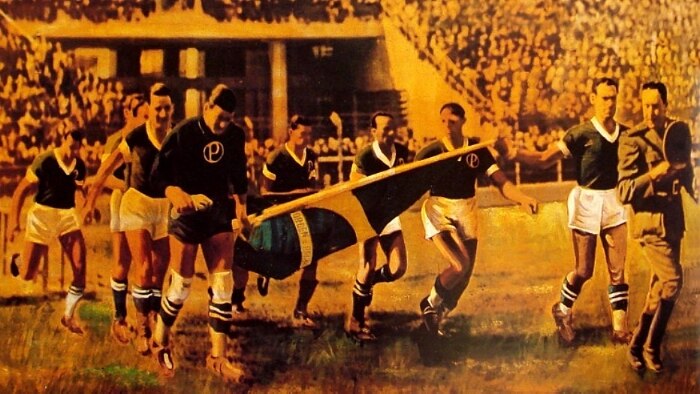 Jogadores do Palmeiras entram em campo na decisão com o São Paulo, em 42 Jogadores do Palmeiras entram em campo na decisão com o São Paulo, em 42