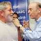 Lula e José Serra brincam no lançamento da campanha de vacinação contra gripe