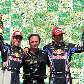 Vettel, Horner e Webber comemoram a dobradinha no pódio do GP do Brasil