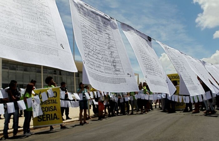 Manifestantes fazem protesto contra reformulação do Código Florestal