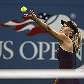 A russa Maria Sharapova se prepara para sacar a bola durante partida do US Open A russa Maria Sharapova se prepara para sacar a bola durante partida do US Open