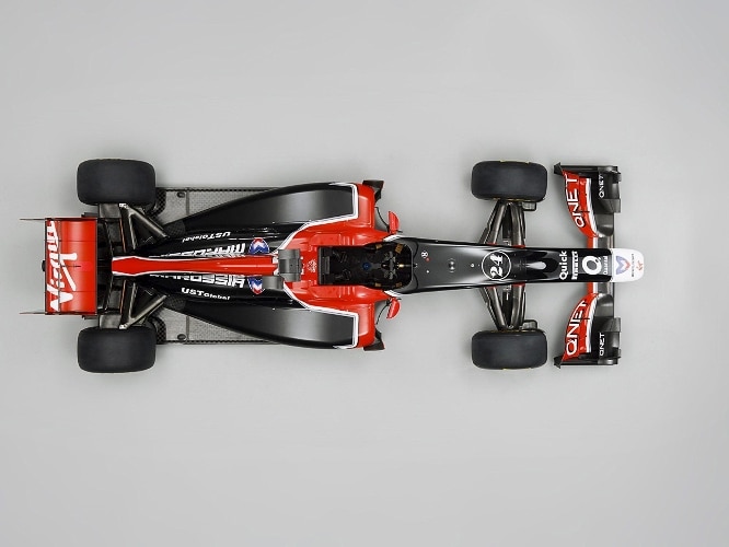 Vista superior do Marussia Virgin MVR-02, carro da dupla Glock/D