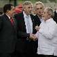 Kirchner em encontro da Unasul com Lula e o presidente Hugo Chávez, na Venezuela