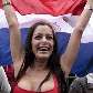 Modelo paraguaia, Larissa Riquelme, durante o jogo entre Paraguai e Japão, em Assunção