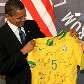 Lula oferece camisa da seleção brasileira para Obama durante encontro do G8