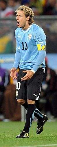 Comemoração de Dioge Forlán após marcar o gol de empate do Uruguai contra Gana