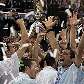 A festa dos jogadores da Lazio com a conquista da Copa da Itália