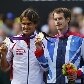 Os três medalistas - Roger Federer (prata), Andy Murray (ouro) e Juan Martín Del Potro (bronze)