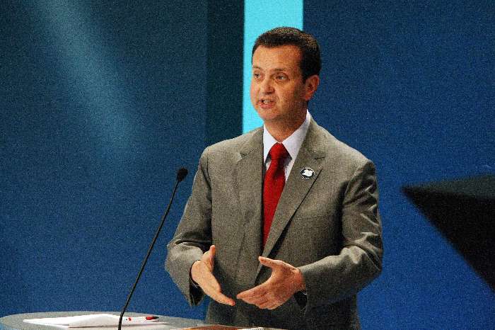 Gilberto Kassab (DEM), durante o debate eleitoral de TV, promovido pela Rede Record