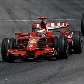 Kimi Raikkonen, que largou na pole, seguido por Felipe Massa, no GP da Espanha