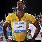 Jamaicano Asafa Powell comemora a vitória nos 100 metros na Diamond League, em Doha, no Catar Jamaicano Asafa Powell comemora a vitória nos 100 metros na Diamond League, em Doha, no Catar