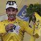 Fabian Cancellara exibe a camiseta de líder da Volta da França de ciclismo Fabian Cancellara exibe a camiseta de líder da Volta da França de ciclismo