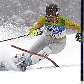 A alemã Maria Riesch desce a montanha durante a eliminatória do slalom do esqui olímpico A alemã Maria Riesch desce a montanha durante a eliminatória do slalom do esqui olímpico