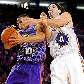 Eric Gordon, dos Rookies, Luis Scola, do Sophomore, no jogo dos novatos Eric Gordon, dos Rookies, Luis Scola, do Sophomore, no jogo dos novatos