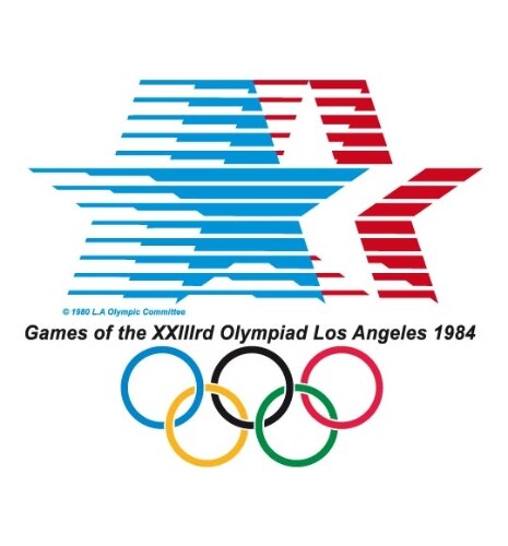 A logomarca da Olimpíada de 1984, disputada novamente em Los Angeles, nos Estados Unidos