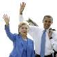 Obama e Hillary embarcam para o 1º comício conjunto