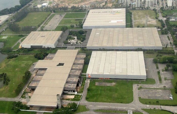 Vista aérea do complexo do Riocentro, sede da cúpula, onde ocorrerão sessões plenárias