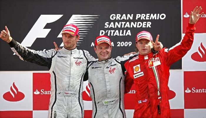 Jenson Button, Rubens Barrichello e Kimi Raikkonen, o pódio do GP da Itália