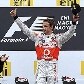 Button comemora vitória no GP da Hungria, com Vettel em segundo e Alonso em terceiro