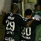 Kléber e Dinei comemoram o primeiro goleada do Palmeiras por 4 a 1 sobre o Ituano