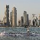 Roger Federer e Rafael Nadal disputam jogo exibição nas águas da baía de Doha, no Catar