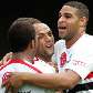 Richarlyson, Fábio Santos e Adriano comemoram gol Richarlyson, Fábio Santos e Adriano comemoram gol