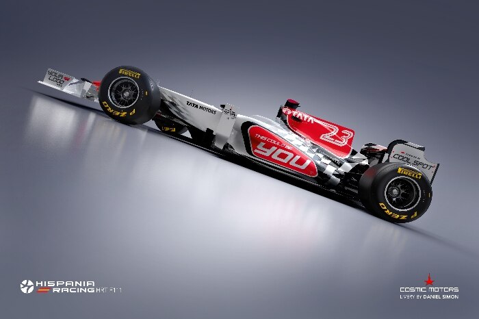 Vista lateral esquerda do design do HRT F111, carro da Hispania para a Fórmula 1 em 2011