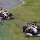 Lewis Hamilton (McLaren) e Michael Schumacher (Mercedes) vão passear fora da pista após confusão
