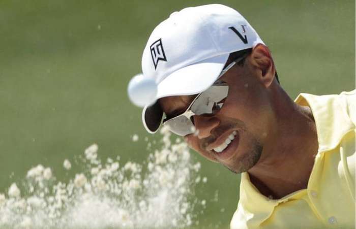 Tiger Woods durante treino para o Masters de Augusta, que marca seu retorno ao circuito profissional