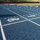 Detalhe da pista de atletismo do  estádio Ícaro de Castro
