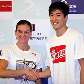 Isinbaeva e Liu Xiang se cumprimentam antes do meeting de Xangai Isinbaeva e Liu Xiang se cumprimentam antes do meeting de Xangai