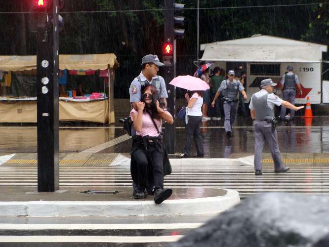 Um Homem e uma mulher bateram boca com uma equipe de tv e com policiais no Masp. 29/12/2009