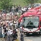 No final, a festa foi grande com a chegada do time ao estádio