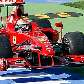 Giancarlo Fisichella salta com sua Ferrari após passar na zebra em Monza