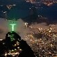 O Cristo Redentor, marco da cidade, foi iluminado com a cor verde por ocasião da Rio+20