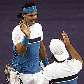 Rafael Nadal e Marc Lopez comemoram ponto em Indian Wells
