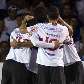 Jogadores do São Paulo comemoram o primeiro gol da vitória por 2 a 0 sobre o Cruzeiro Jogadores do São Paulo comemoram o primeiro gol da vitória por 2 a 0 sobre o Cruzeiro