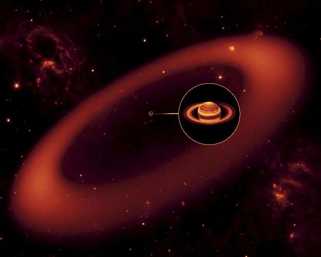 Telescópio descobre gigantesco anel em torno de Saturno
