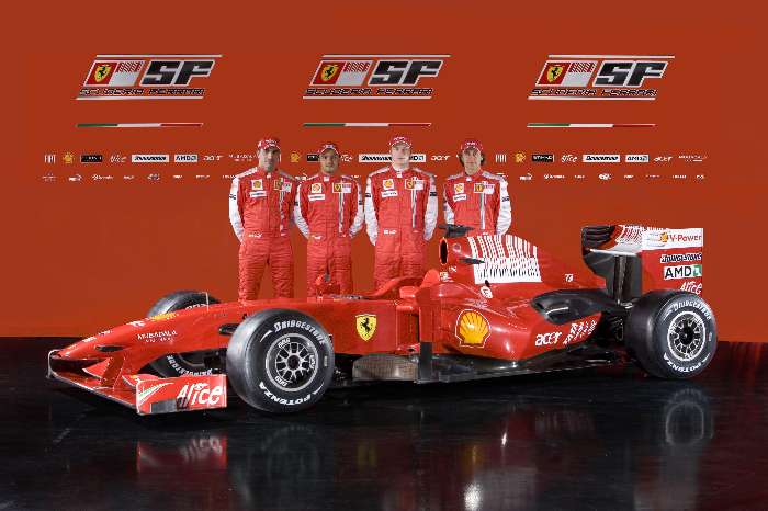 Gene, Massa, Raikkonen e Badoer com a Ferrari F60