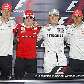 Os mais recentes campeões mundiais de F-1 (Button, Alonso, Schumacher e Hamilton) posam para foto