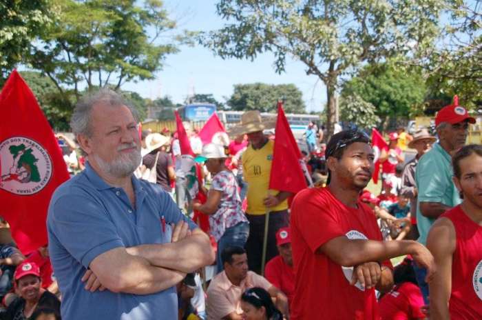 O lider do MST João Pedro Stedile, participa em Goiania da Jornada de Luta dos sem terra. 17/04/2010