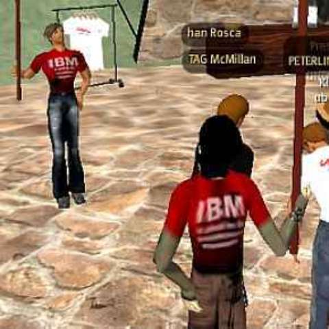 Funcionários da IBM fazem protesto trabalhista na ilha da empresa no mundo virtual. 27/9/2007