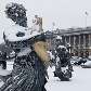 Praça da Concórdia, em Paris, após tempestade de neve